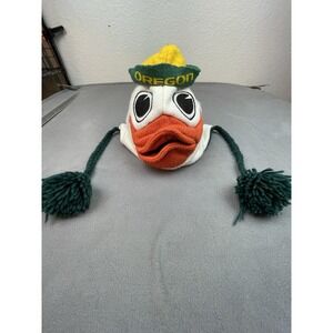 Oregon Duck Ear Flap Beanie Adult One Size White Mascot Hat Skull Cap Zoozat